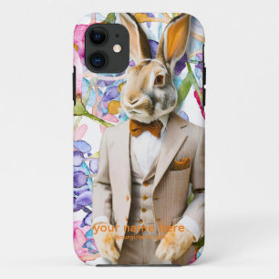 RABBIT IN A VINTAGE SUIT iPhone 11 CASE