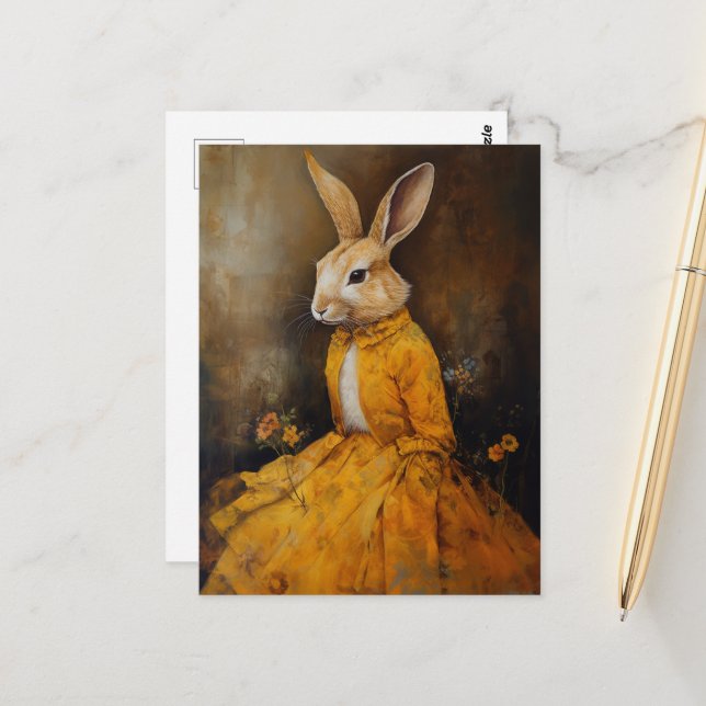 Rabbit in a Yellow Dress Postcard (Front/Back In Situ)