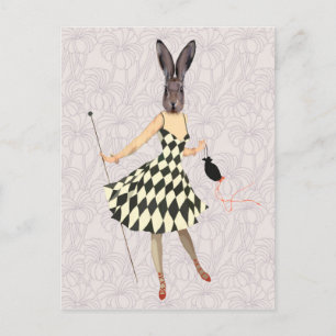 Rabbit in Black White Dress 2 Postcard