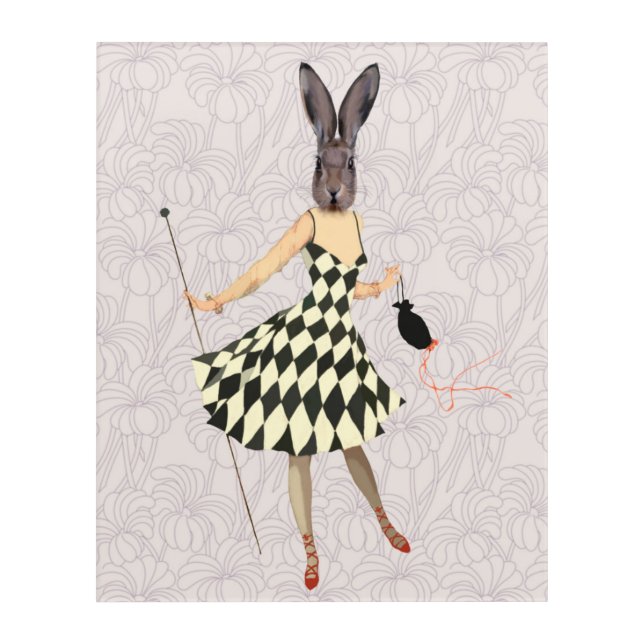 Rabbit in Black White Dress Acrylic Print (Front)