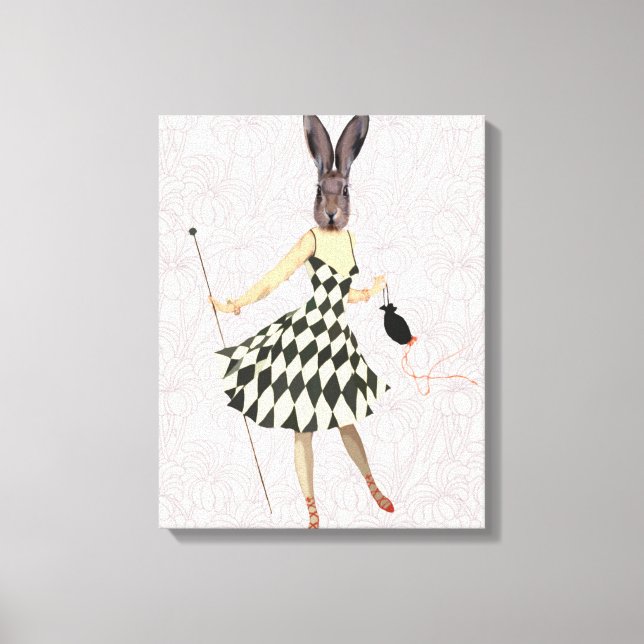 Rabbit in Black White Dress Canvas Print (Front)