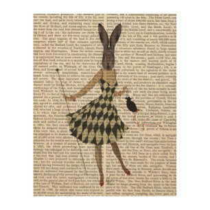 Rabbit in Black White Dress Wood Wall Art