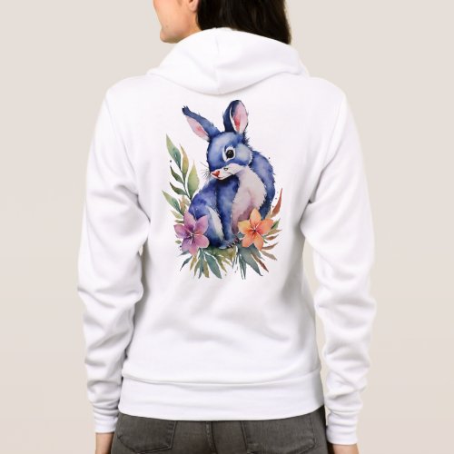 Rabbit in Floral Patch art Stylish Unisex zip up  Hoodie
