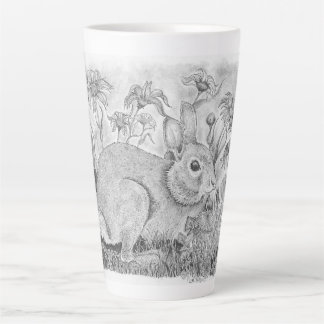 Rabbit in Flowers Latte Mug