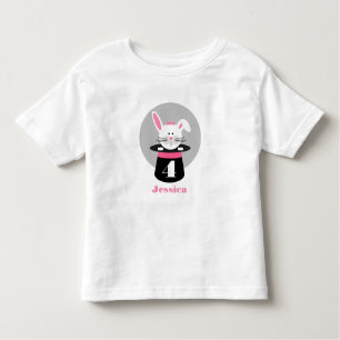 Rabbit In Hat Magician Birthday Shirt - Pink