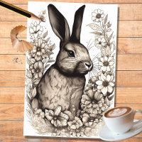 Rabbit in Line Art 2 Decoupage Paper