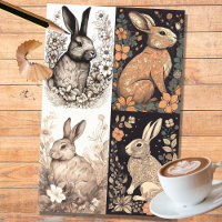 Rabbit in Line Art Collage 1 Decoupage Paper