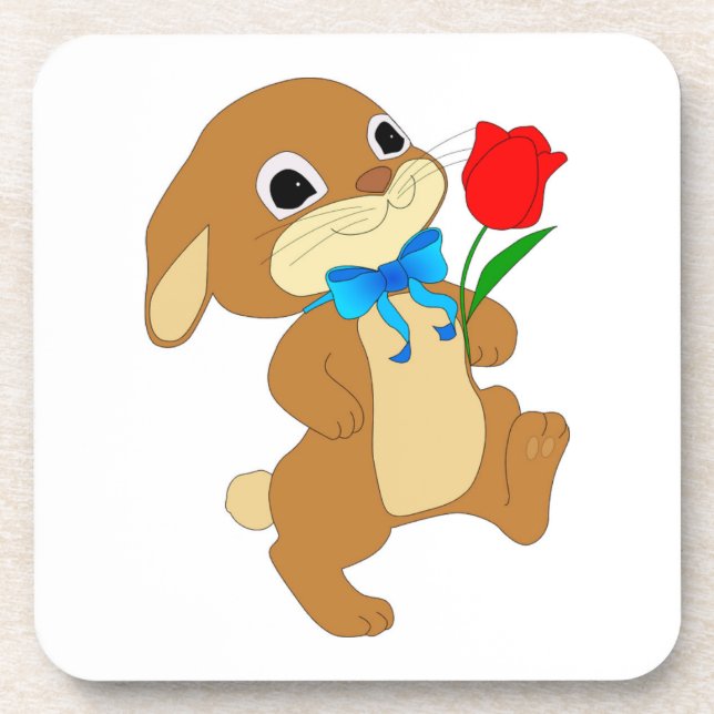 RABBIT IN LOVE BEVERAGE COASTER (Front)