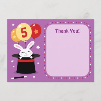 Rabbit In Magicians Hat Birthday Party Thank You by BrightAndBreezy at Zazzle