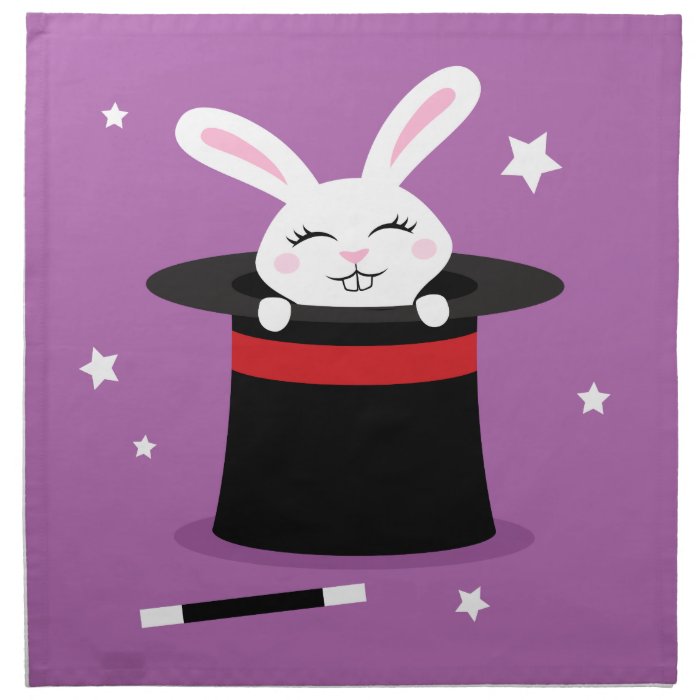 Rabbit in magicians hat magic show cloth napkin
