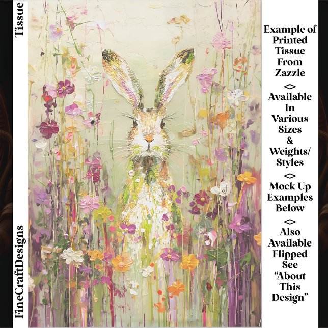 Rabbit in Meadow of Wildflowers EE3L Decoupage Tissue Paper (Creator Uploaded)
