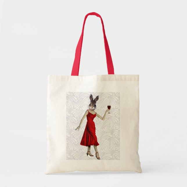 Rabbit in Red Dress 2 Tote Bag (Front)