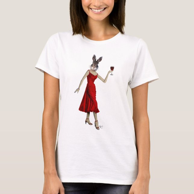 Rabbit in Red Dress T-Shirt (Front)