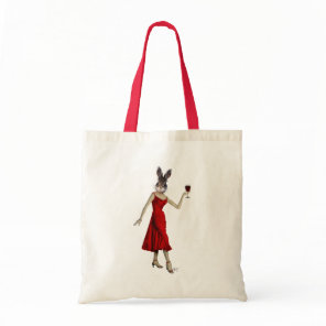 Rabbit in Red Dress Tote Bag