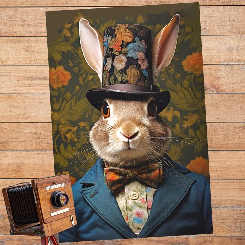 Rabbit in Suit and Hat 1 Decoupage Paper