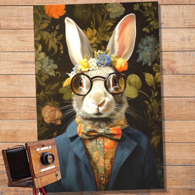 Rabbit in Suit with Glasses 1 Decoupage Paper (Creator Uploaded)