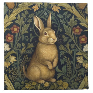 Rabbit in the forest art nouveau style cloth napkin