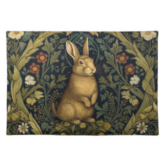 Rabbit in the forest art nouveau style cloth placemat