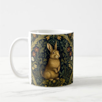 Rabbit in the forest art nouveau style coffee mug