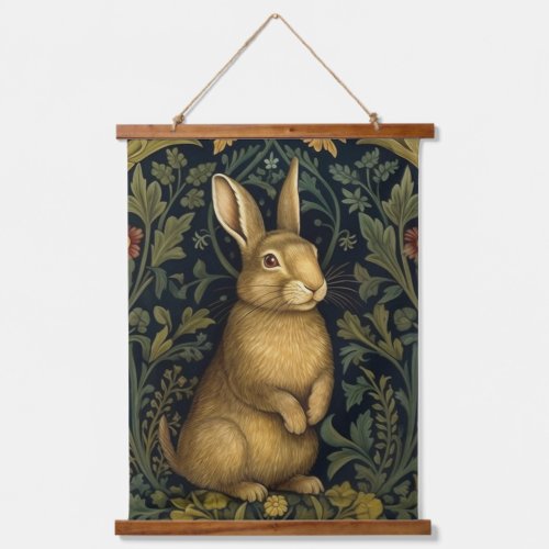 Rabbit in the forest art nouveau style hanging tapestry