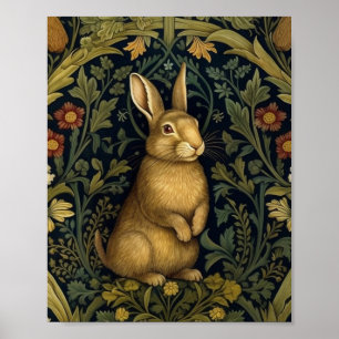 Rabbit in the forest art nouveau style poster