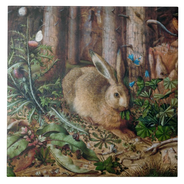 Rabbit in the Forest Ceramic Tile (Front)