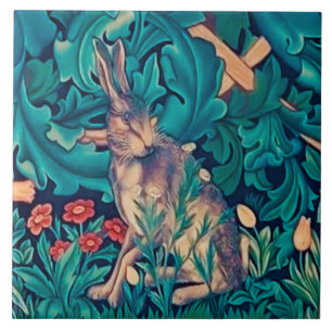 Rabbit in The Forest, William Morris Ceramic Tile