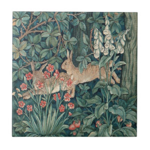 Rabbit In The Forest - William Morris Ceramic Tile