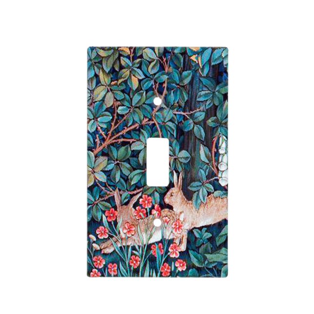 Rabbit in The Forest, William Morris Light Switch Cover (Front)