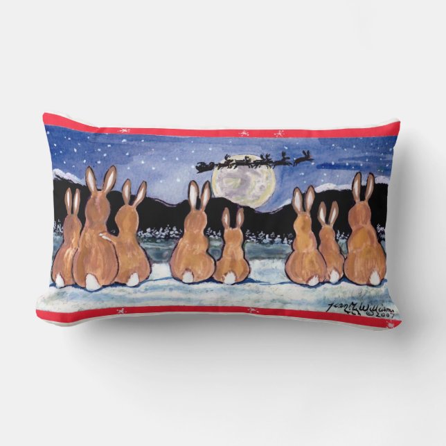 "Rabbit in the Moon" Christmas Design Throw Pillow (Front)