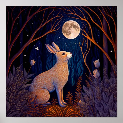 Rabbit in the Moonight Poster