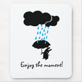 Rabbit in the rain mouse pad