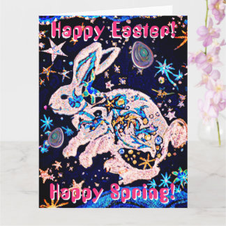 Rabbit in the Sky with Stars & Eggs Card