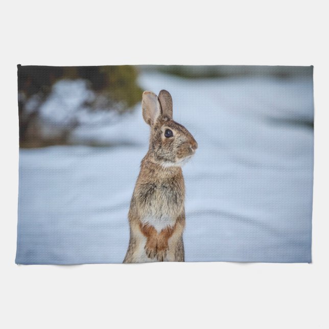 Rabbit in the snow towel (Horizontal)