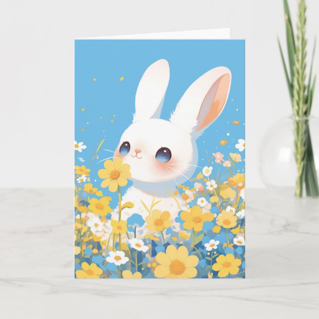 Rabbit in the Sunshine Meadow Card (Front)