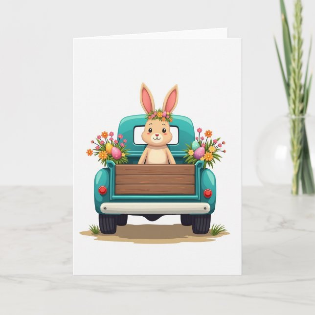 Rabbit In Truck Spring Card (Front)