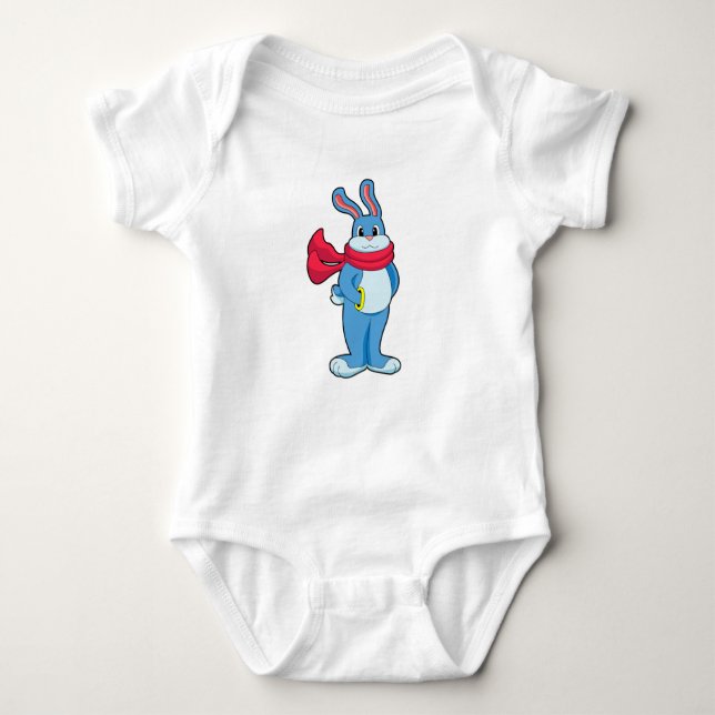 Rabbit in Winter with Scarf Baby Bodysuit (Front)