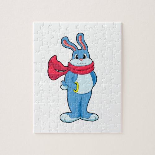 Rabbit in Winter with Scarf Jigsaw Puzzle