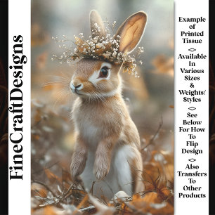 Rabbit In Woodland, Flowers, Berries CF8 Decoupage Tissue Paper