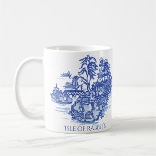 Rabbit Island Blue Willow Whimsical Asian Pattern Coffee Mug
