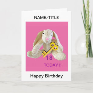 Rabbit Key 18th birthday card daughter name etc.