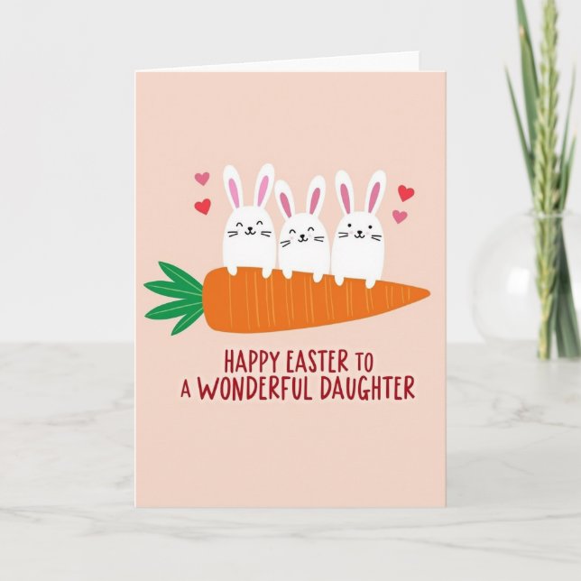 Rabbit Love Carrot Greeting Card (Front)