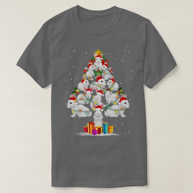 Rabbit Love Christmas Tree Light Hat Snow Santa Xm T-Shirt (Design Front)