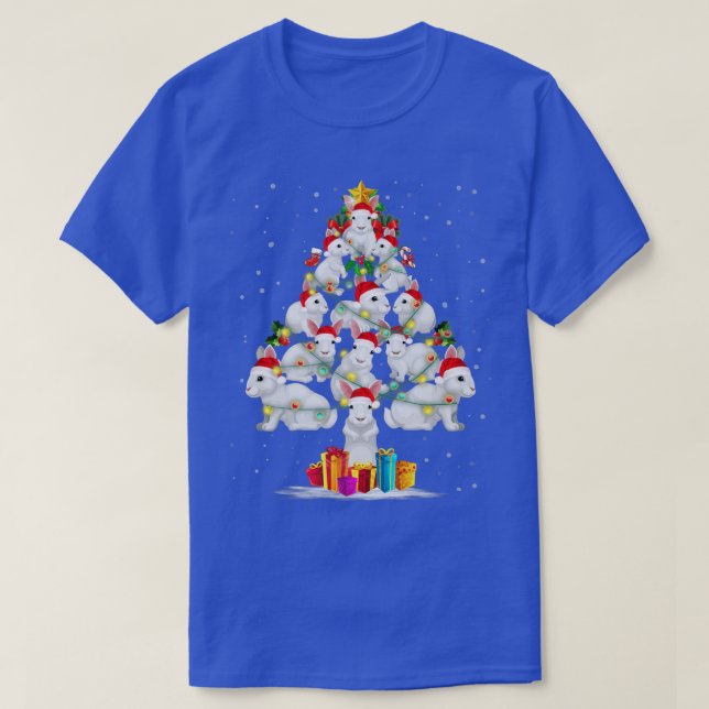 Rabbit Love Christmas Tree Light Hat Snow Santa Xm T-Shirt (Design Front)