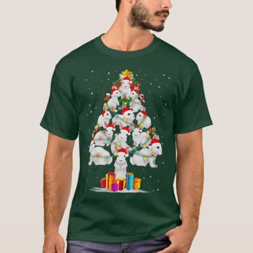 Rabbit Love Christmas Tree Light Hat Snow Santa Xm T_Shirt