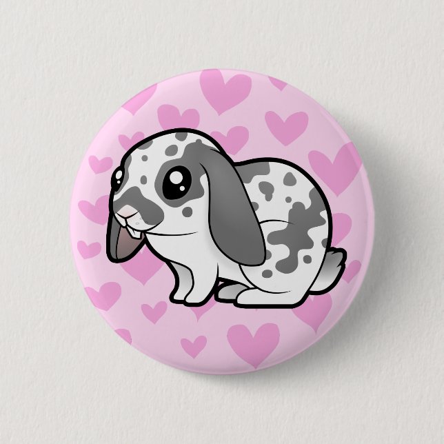 Rabbit Love (floppy ear smooth hair) Pinback Button (Front)