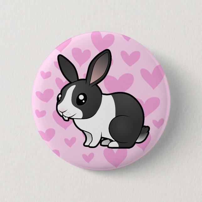 Rabbit Love (uppy ear smooth hair) Button (Front)
