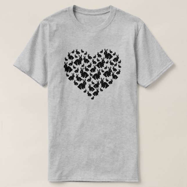 Rabbit Lover Cute Bunny Heart Shape T-Shirt (Design Front)