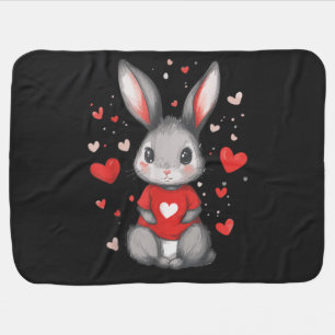 Rabbit Lover Heart Girl Baby Blanket