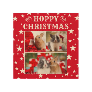 Rabbit Lover's Red Custom Christmas Wood Wall Art
